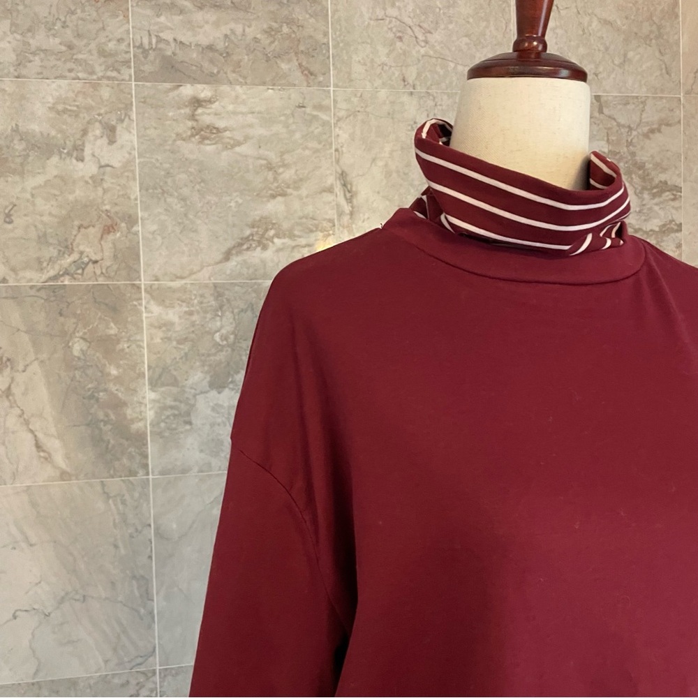 Very J Striped Solid Turtleneck Tunic Top - Picture 4 of 7